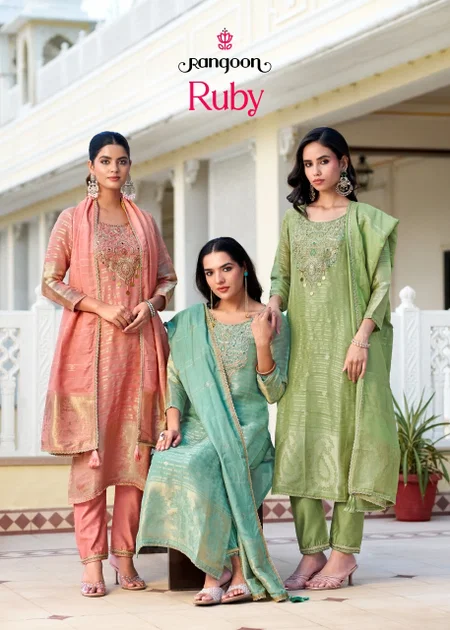 Ruby By Rangoon Organza Kurti With Bottom Dupatta
